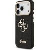 Guess PU Fixed Glitter 4G Metal Frame Zadní Kryt pro iPhone 17 Pro Black