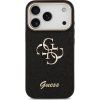 Guess PU Fixed Glitter 4G Metal Frame Zadní Kryt pro iPhone 17 Pro Black