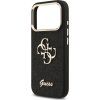 Guess PU Fixed Glitter 4G Metal Frame Zadní Kryt pro iPhone 17 Pro Black