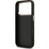 Guess PU Fixed Glitter 4G Metal Frame Zadní Kryt pro iPhone 17 Pro Black