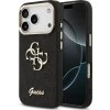 Guess PU Fixed Glitter 4G Metal Frame Zadní Kryt pro iPhone 17 Pro Black