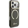 Guess IML Glitter Script Strap MagSafe Zadný Kryt pre iPhone 17 Pro Black