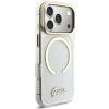 Guess IML Glitter Script Strap MagSafe Zadný Kryt pre iPhone 17 Pro Transparent