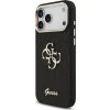 Guess PU Fixed Glitter 4G Metal Frame Zadní Kryt pro iPhone 17 Pro Max Black