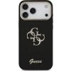 Guess PU Fixed Glitter 4G Metal Frame Zadní Kryt pro iPhone 17 Pro Max Black