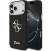 Guess PU Fixed Glitter 4G Metal Frame Zadní Kryt pro iPhone 17 Pro Max Black