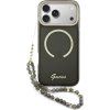 Guess IML Glitter Script Strap MagSafe Zadný Kryt pre iPhone 17 Pro Max Black
