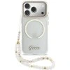 Guess IML Glitter Script Strap MagSafe Zadní Kryt pro iPhone 17 Pro Max Transparent
