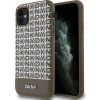 DKNY PU Leather Repeat Pattern Bottom Stripe MagSafe Zadný Kryt pre iPhone 11 Brown