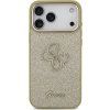 Guess PU Fixed Glitter 4G Metal Frame Zadní Kryt pro iPhone 17 Pro Max Gold