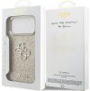 Guess PU Fixed Glitter 4G Metal Frame Zadní Kryt pro iPhone 17 Pro Max Gold