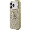 Guess PU Fixed Glitter 4G Metal Frame Zadný Kryt pre iPhone 17 Pro Gold