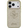 Guess PU Fixed Glitter 4G Metal Frame Zadný Kryt pre iPhone 17 Pro Gold