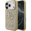 Guess PU Fixed Glitter 4G Metal Frame Zadný Kryt pre iPhone 17 Pro Gold