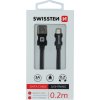 DATOVÝ KABEL SWISSTEN TEXTILE USB / LIGHTNING 0,2 M ČERNÝ