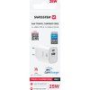 SWISSTEN SÍŤOVÝ ADAPTÉR EDGE GaN 1x USB-C PD 25W + 1x USB-A 18W QC BÍLÝ