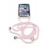 Transparentní zadní kryt Cellularline Neck-Case s růžovou šňůrkou na krk pro Apple iPhone XR