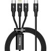 Baseus Rapid Series 3v1 Fast Charging Datový Kabel USB-C - USB-C/Lightning/MicroUSB 20W 1.5m Black
