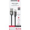 DÁTOVÝ KÁBEL SWISSTEN TEXTILE USB / USB-C 0,2 M ČIERNY