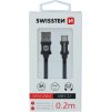 DÁTOVÝ KÁBEL SWISSTEN TEXTILE USB / USB-C 0,2 M ČIERNY