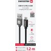 DATOVÝ KABEL SWISSTEN TEXTILE USB / MICRO USB 1,2 M ČERNÝ