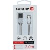 DÁTOVÝ KÁBEL SWISSTEN TEXTILE USB / MICRO USB 2,0 M STRIEBORNÝ