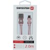 DÁTOVÝ KÁBEL SWISSTEN TEXTILE USB / MICRO USB 2,0 M RUŽOVO/ZLATÝ
