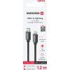 DATOVÝ KABEL SWISSTEN TEXTILE USB-C / LIGHTNING 1,2 M ČERNÝ