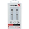 DÁTOVÝ KÁBEL SWISSTEN TEXTILE USB-C / LIGHTNING 1,2 M STRIEBORNÝ