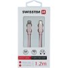 DÁTOVÝ KÁBEL SWISSTEN TEXTILE USB-C / LIGHTNING 1,2 M RUŽOVO/ZLATÝ