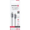 DÁTOVÝ KÁBEL SWISSTEN TEXTILE USB-C / LIGHTNING 2,0 M STRIEBORNÝ