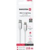 DÁTOVÝ KÁBEL SWISSTEN TEXTILE USB-C / LIGHTNING 2,0 M STRIEBORNÝ
