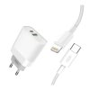 Nabíječka XO L64 PD QC 3.0 18W 1x USB 1x USB-C + kabel USB-C -Lightning, bílá