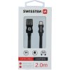 DATOVÝ KABEL SWISSTEN TEXTILE USB / LIGHTNING 2,0 M ČERNÝ