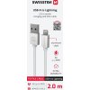 DÁTOVÝ KÁBEL SWISSTEN TEXTILE USB / LIGHTNING 2,0 M STRIEBORNÝ