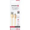 DÁTOVÝ KÁBEL SWISSTEN TEXTILE USB / LIGHTNING 2,0 M ZLATÝ