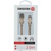 DATOVÝ KABEL SWISSTEN TEXTILE USB / LIGHTNING 2,0 M ZLATÝ