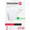 SWISSTEN síťový adaptér 4x USB 4A 20W bílý