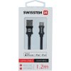 DÁTOVÝ KÁBEL SWISSTEN TEXTILE USB / LIGHTNING MFi 1,2 M ČIERNY