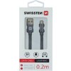 DÁTOVÝ KÁBEL SWISSTEN TEXTILE USB / LIGHTNING 0,2 M ŠEDÝ