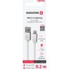 DATOVÝ KABEL SWISSTEN TEXTILE USB / LIGHTNING 0,2 M STŘÍBRNÝ