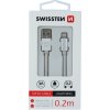DÁTOVÝ KÁBEL SWISSTEN TEXTILE USB / LIGHTNING 0,2 M STRIEBORNÝ