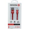 DÁTOVÝ KÁBEL SWISSTEN TEXTILE USB / LIGHTNING 2,0 M ČERVENÝ