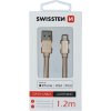 DÁTOVÝ KÁBEL SWISSTEN TEXTILE USB / LIGHTNING MFi 1,2 M ZLATÝ