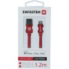 DÁTOVÝ KÁBEL SWISSTEN TEXTILE USB / LIGHTNING MFi 1,2 M ČERVENÝ