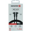 TEXTILNÍ DATOVÝ KABEL SWISSTEN ARCADE USB-C / USB-C 1,2 M ČERNÝ