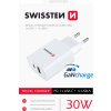 SWISSTEN SIEŤOVÝ ADAPTÉR POWER DELIVERY 30W 1x USB-C + 1x USB BIELÝ