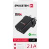 SWISSTEN SÍŤOVÝ ADAPTÉR 2x USB 10,5W pro UK zásuvku ČERNÝ