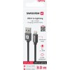 DATOVÝ KABEL SWISSTEN TEXTILE USB / LIGHTNING 3,0 M ČERNÝ