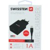 SWISSTEN SÍŤOVÝ ADAPTÉR SMART IC 1x USB 1A POWER + DATOVÝ KABEL USB / LIGHTNING 1,2 M ČERNÝ